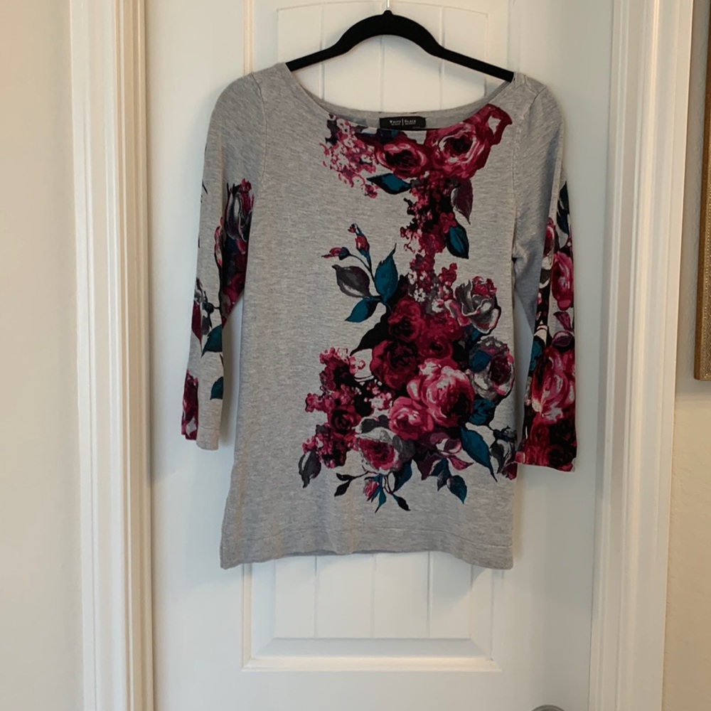 White House Black Market Floral Sweater